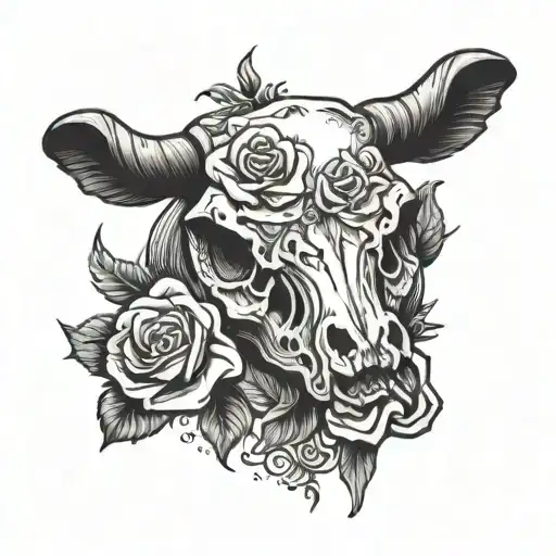 Cow Skull With Roses