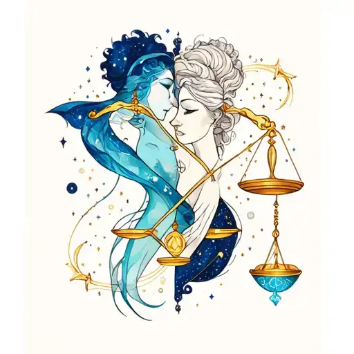 Libra And Aquarius Constellation Merging Together