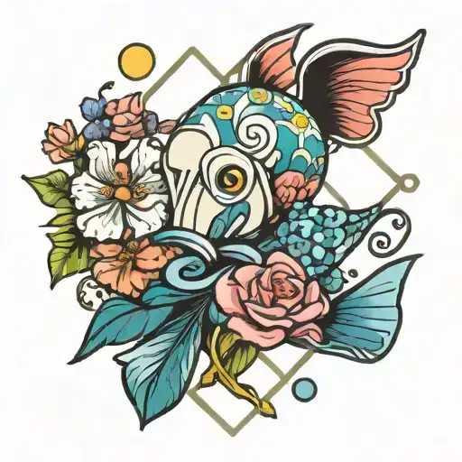 Pisces Sign Flowers And Kaws X Picasso