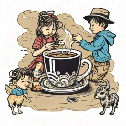Mountains Coffee Cup Kids Playing