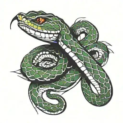 Snake Wrapped On Forearm Agressive