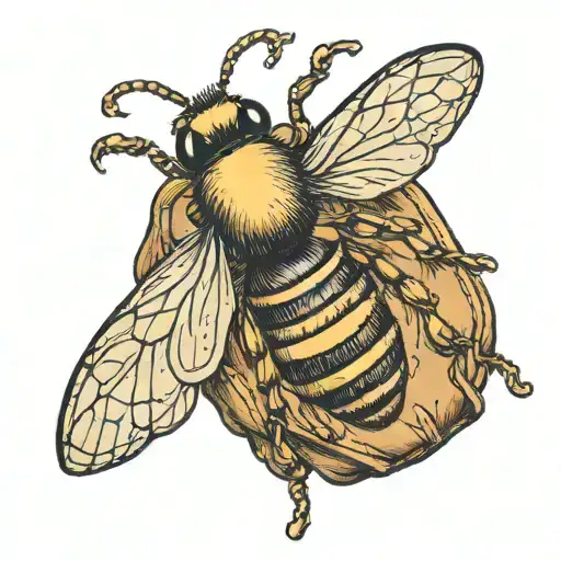 A Vintage Backpack With A Bee