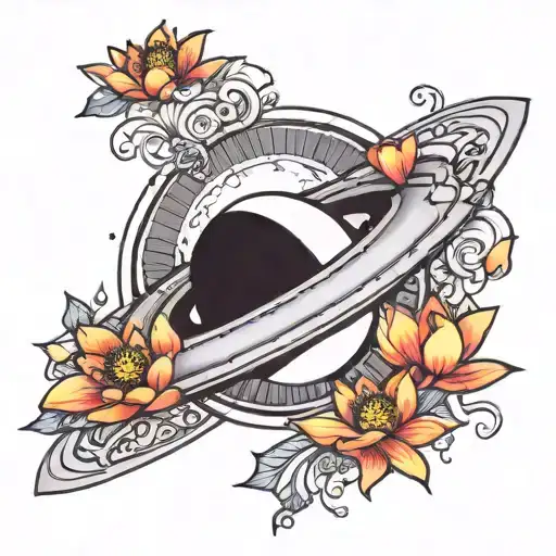 Saturn With Lotus Flowers Inside
