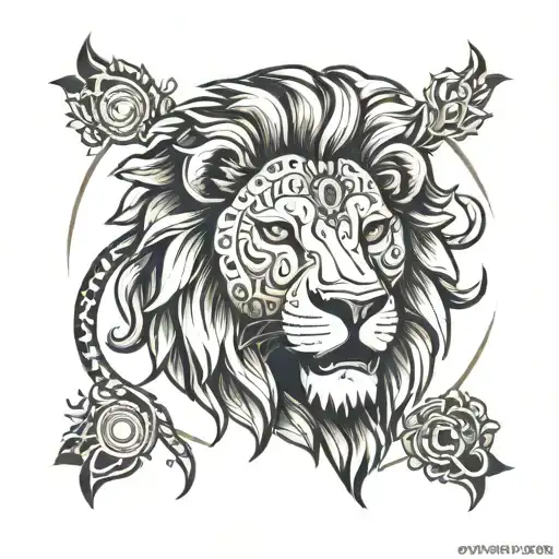 Mandala Lion Head