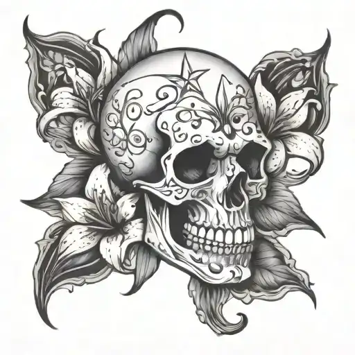 Skull And Stargazer Lilys