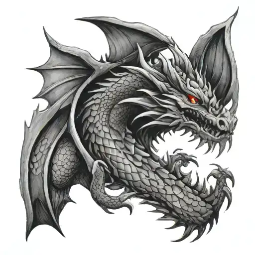 Intricate Dragon With Even Scales In Black And Grey