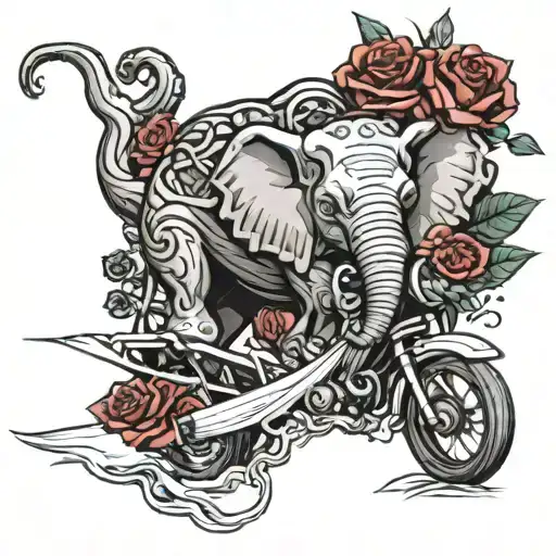 Honda Cbr50 Elephant Ship Sailing Through Stormy Dying Roses Wrapped Anchor