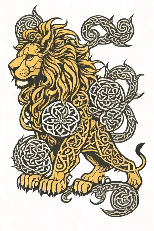 Lion And Celtic Pattern