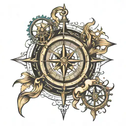 Steam Punk Nautical Compass Intertwined