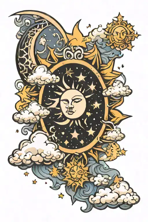 Sun Moon Stars And Clouds