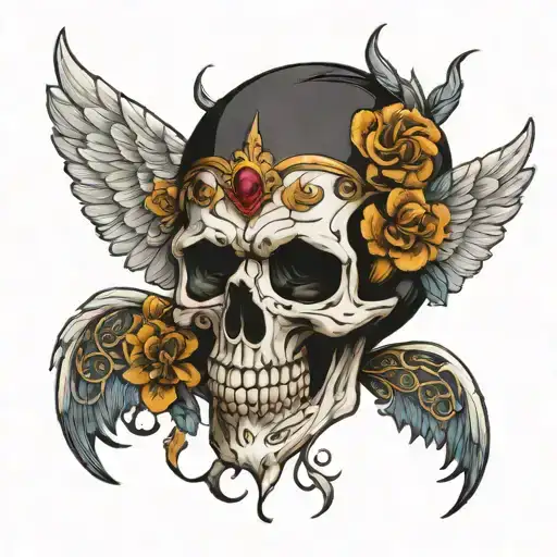 Black Angel Skull Wearing