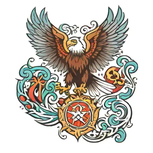 Azerbaijan Map Eagle Wing Attached