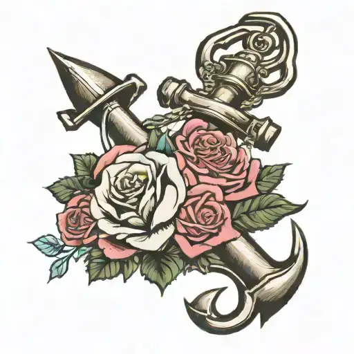 Anchor And Roses Blooming