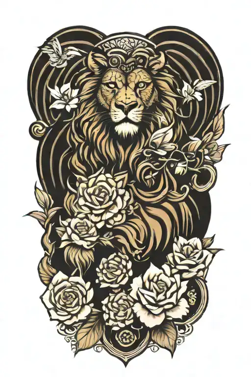 Stoicism Lion And Owl And Scales And Flower