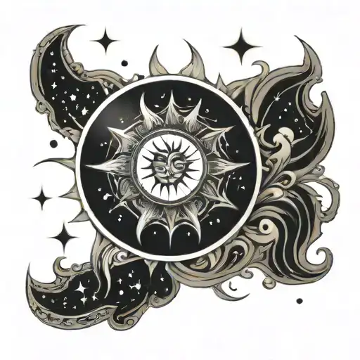 Sun And Stars Forming The Shape