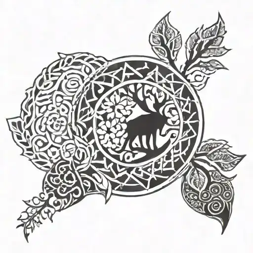 Forearm Slavic Quilt Pattern Incorporating Tree