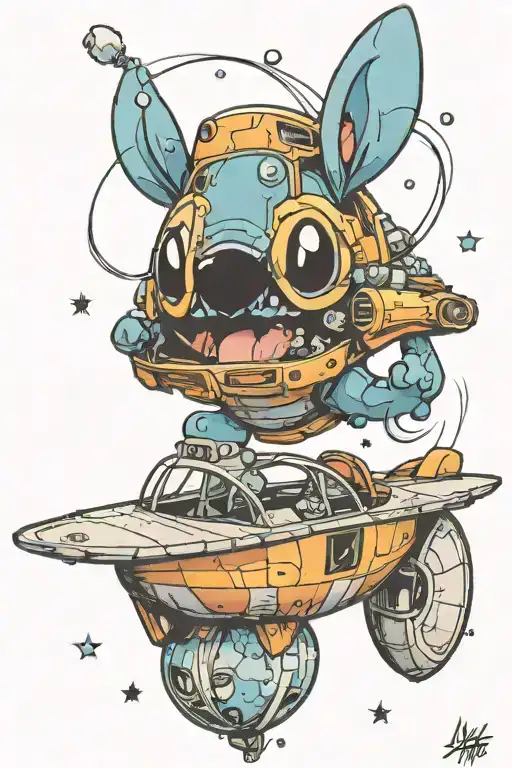 Stitch Taking Off In A Space Ship