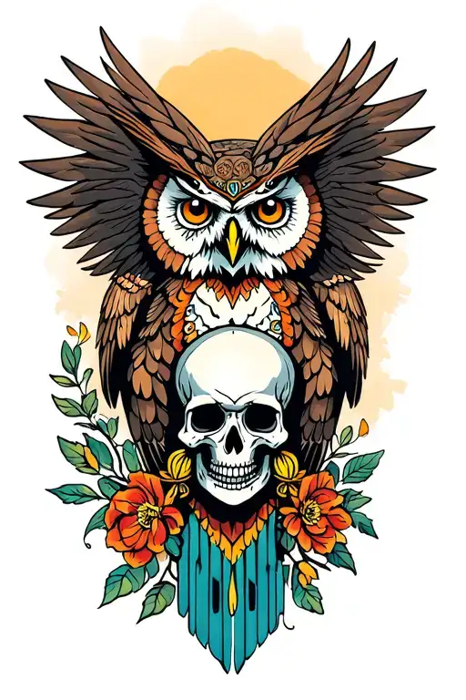 Buho With Skull Flying