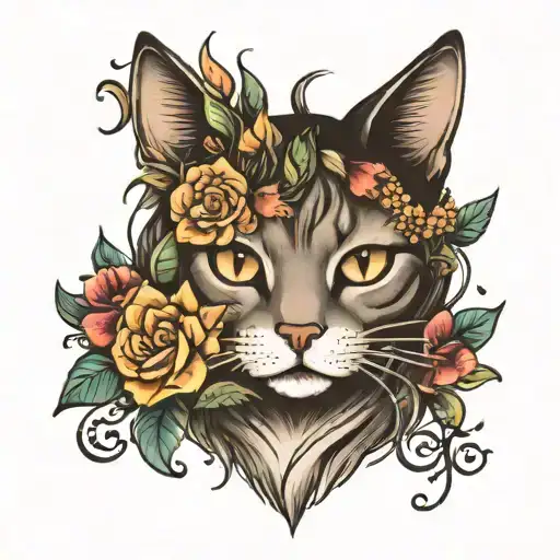 Cat With Flowers
