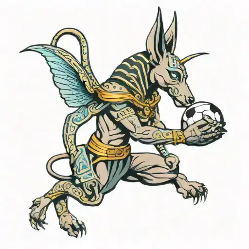 Anubis Holding A Football