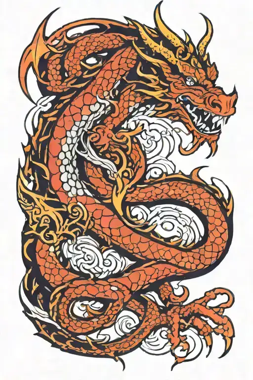 Dragon And Chinese Symbols Incorporated Into The Design