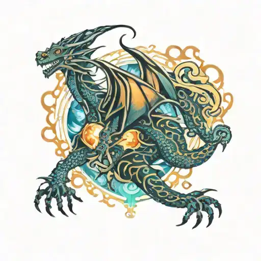 Dragon With Auras Around It