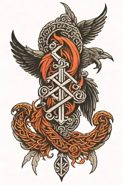 Viking Runes And Wing