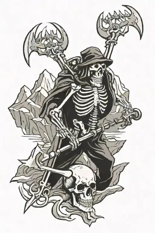 Skeleton Plough Snow Capped Mountain