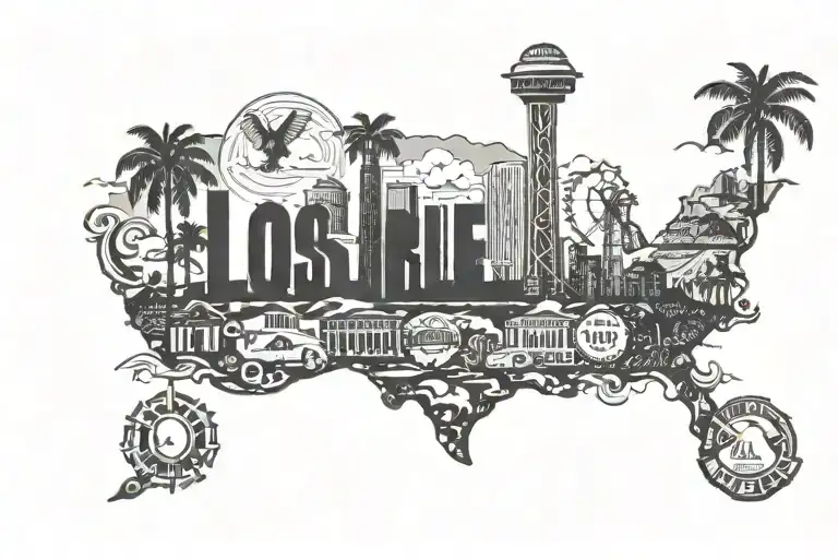 Silhouette Of Los Angeles Inside The Word Belize