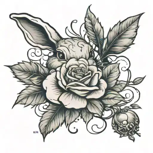 Rose With Bunny Image Blended In