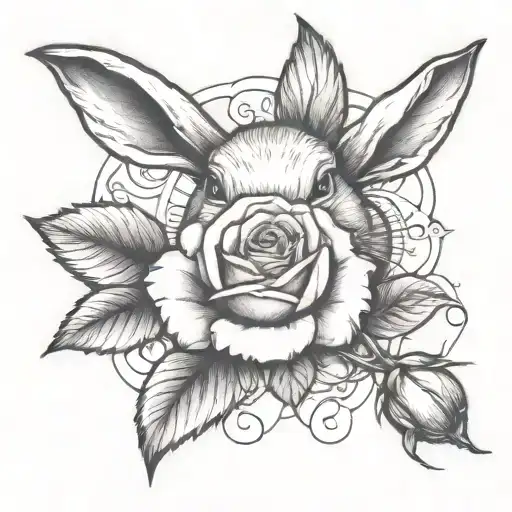 Rose With Bunny Image Blended In