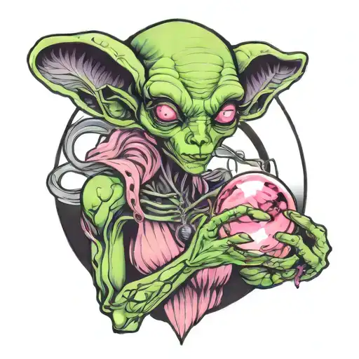 Feminine Alien Holding Crystal Ball