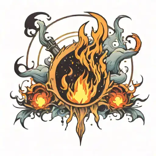 Flames And Space Surrounded