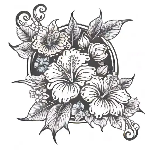 Moon And Hibiscus Flower