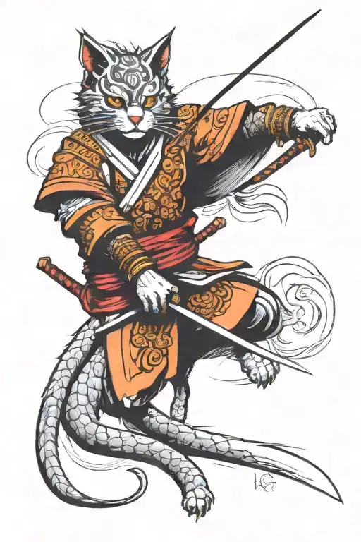 Oriental Samurai Warrior Cat