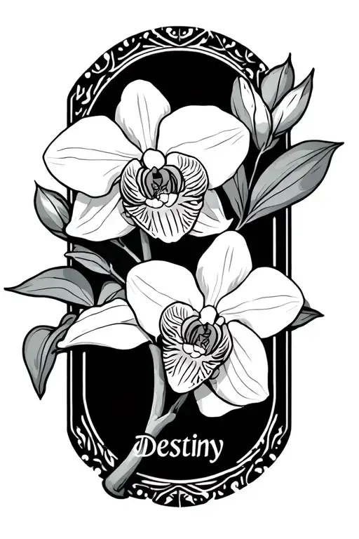 An Orchid With The Name Destiny As The Stem Wrapped