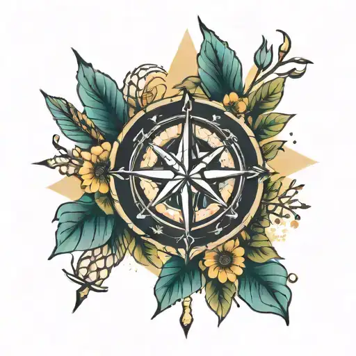 Wind Rose With Road And Nature Inspired