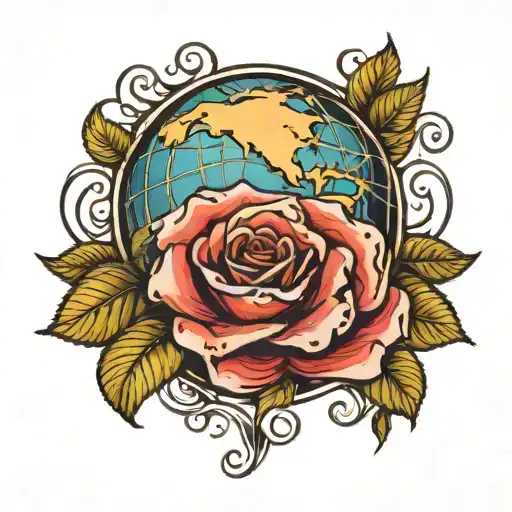 Rose Wrapped Around Earth Globe