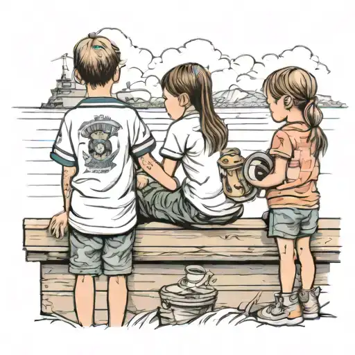 Kids On Pier Watching Us Navy Submarine Sail Away