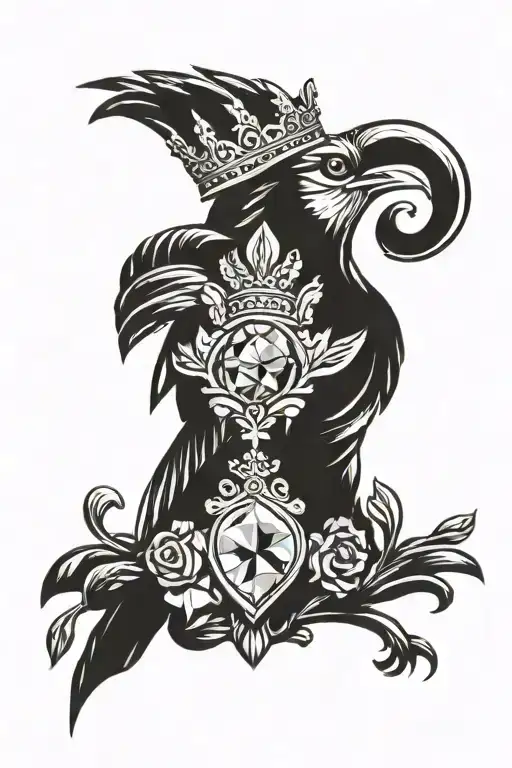Bird In Crown On Diamond