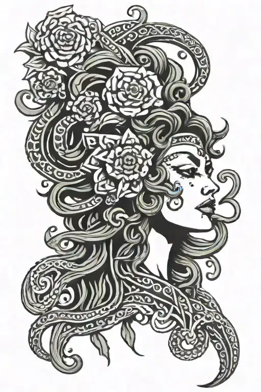 Medusa Aztec Flower Intertwined