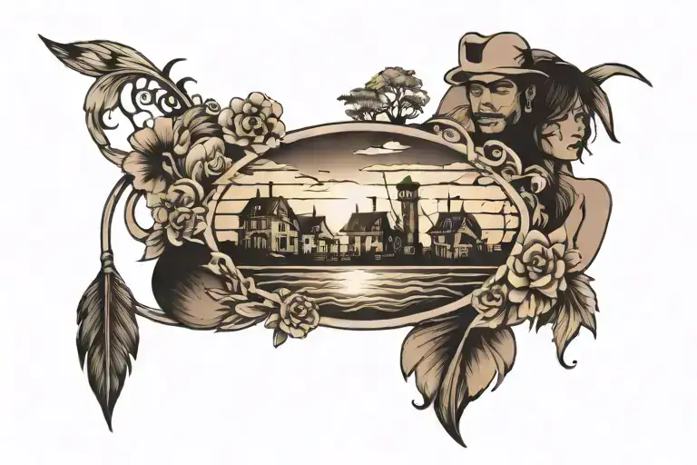 Shadow Of Family Of Sunset