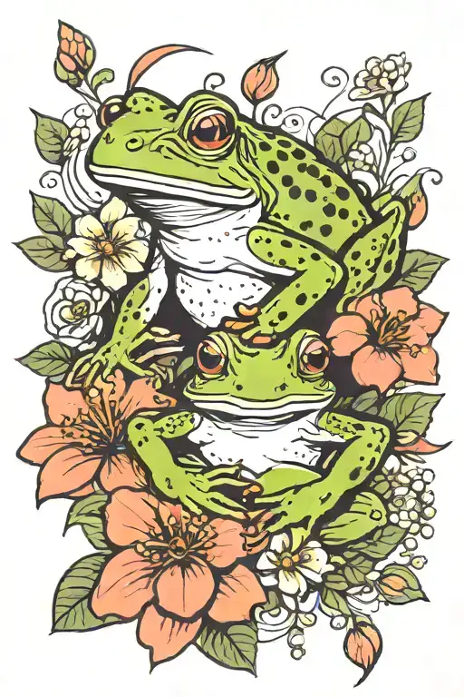 Flowers And A Frog