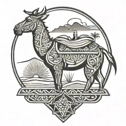 Free Man Symbol Morocco With Some Design Of The Sahara Desert