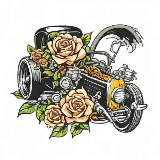 Performance Car Parts With Flowers
