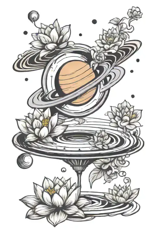 Saturn With Lotus Flowers Inside