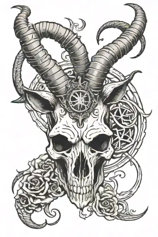 Satanic Goat Skull Surrounded