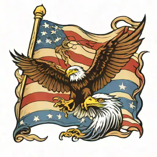 Artistic American Flag Waving Proudly With American Eagle