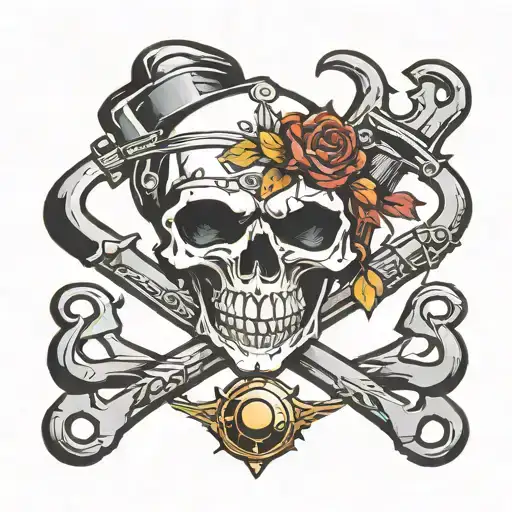 Skull And Wrenches Crossed