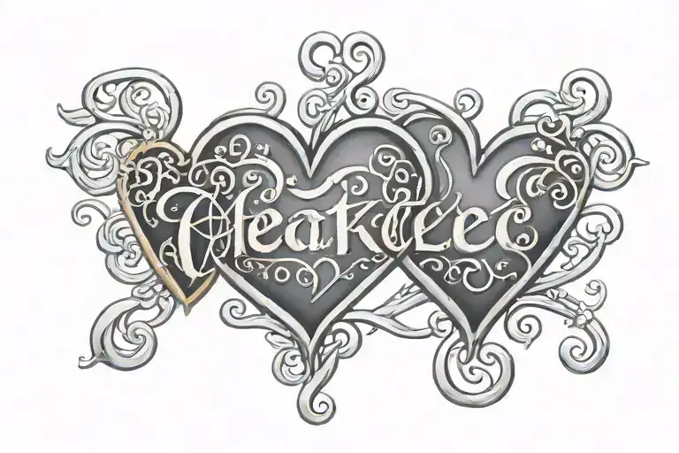 Hearts Connected Bracelet Name Written On Heart Ouline